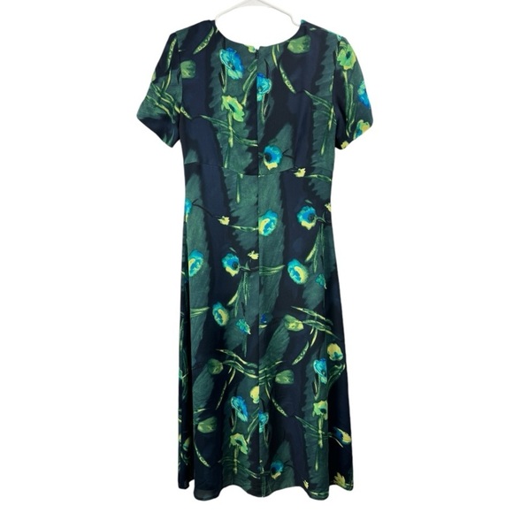 Vintage Petite Sophisticate Size 6 Black Floral 100% Silk Dress Dark Fairy Y2K - Picture 2 of 6